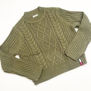 Tommy Hilfiger Jeans olive green cable knit sweater